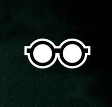 black rimmed glasses on a dark green background - waysofink logo